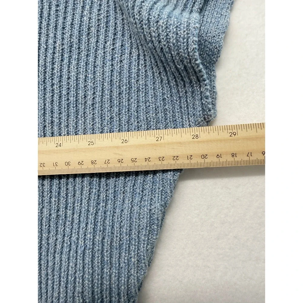 FP Beach Free People Blue Ribbed Knit Mock Neck Cap Sleeve Sweater Top M NWOT